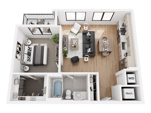 a 1 bedroom floor plan  503 square feet